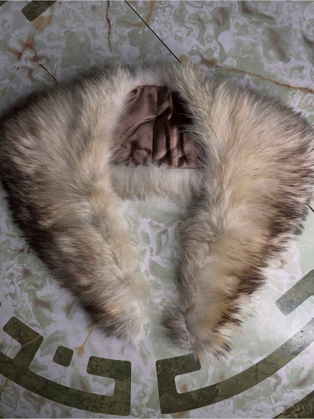 Vintage Cream Brown Tipped Fur Stole